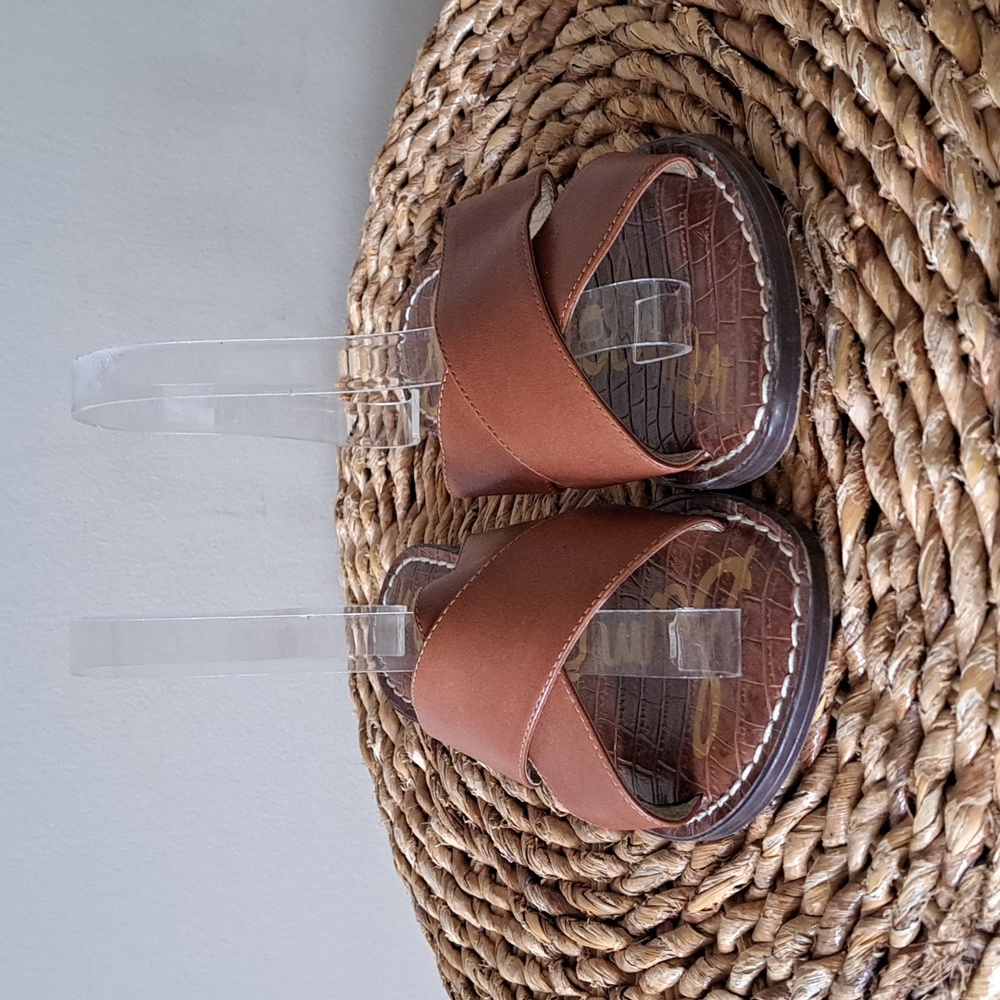 Sam Edelman Womens Gertrude Criss Cross Saddle Brown Leather Sandals 7 - Picture 3 of 9